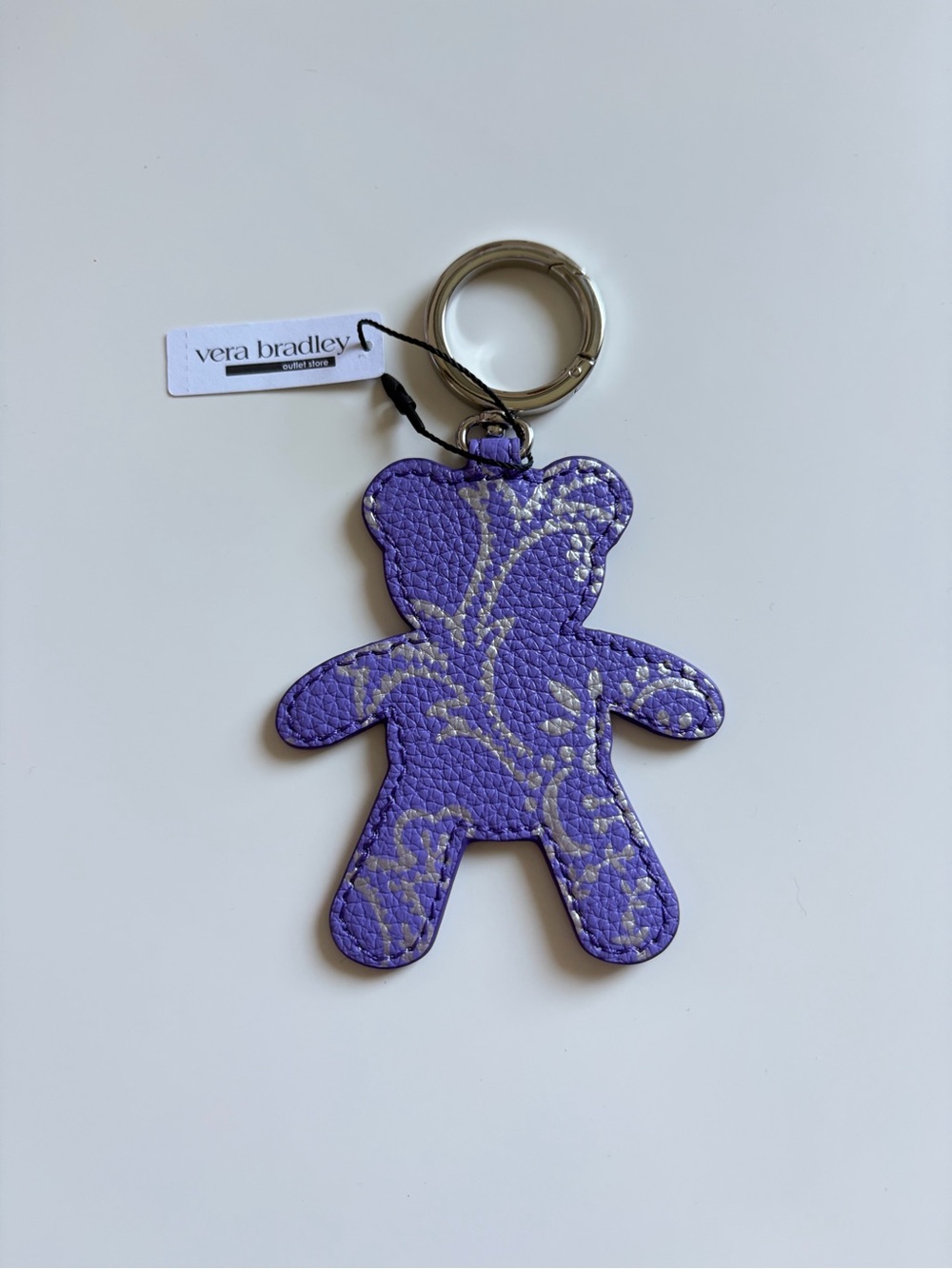 NWT Vera Bradley Bear Bag Charm in Cotswolds Dahlia Purple - Faux Leather